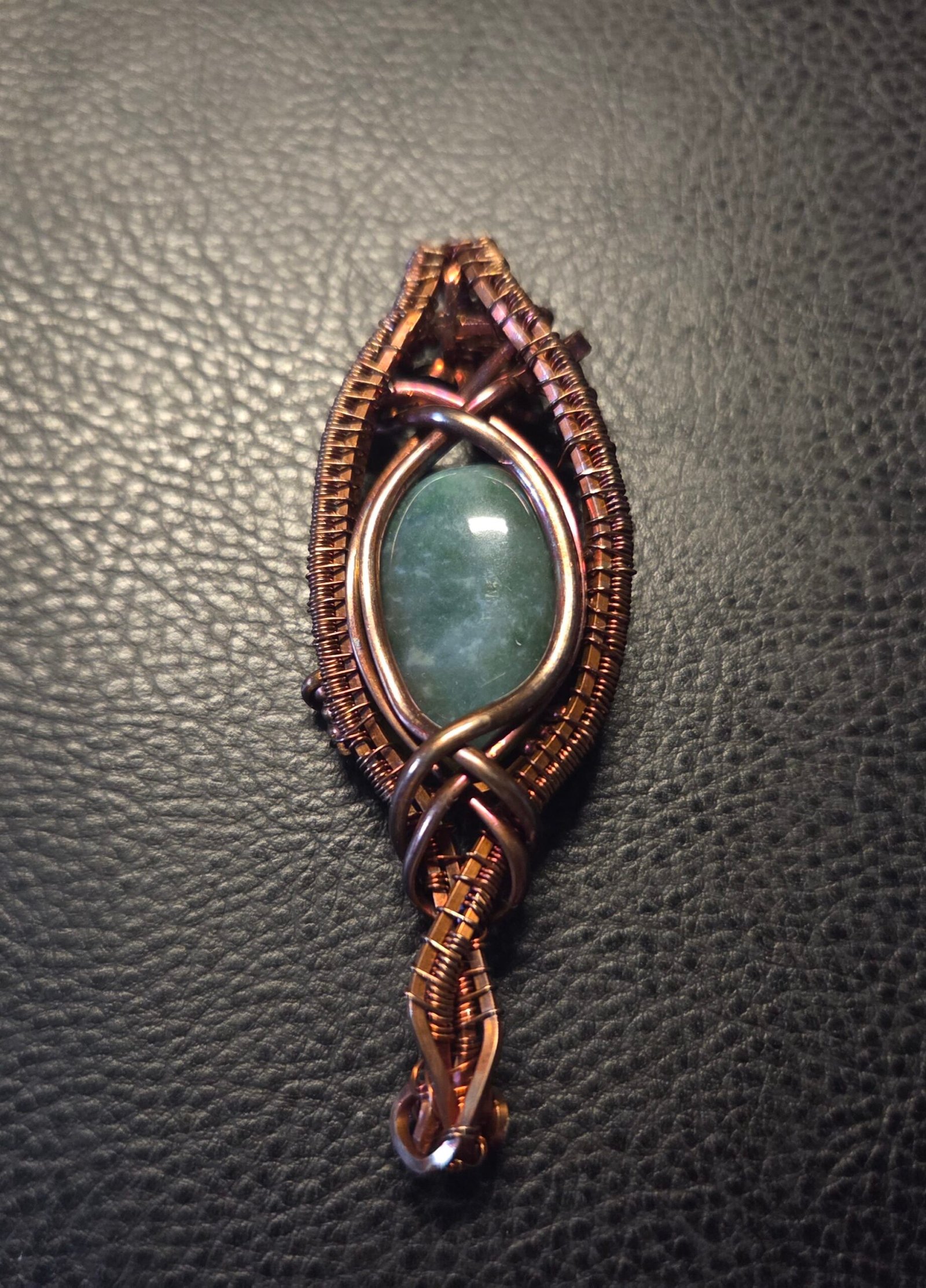 Green Moss Agate in Raw Copper