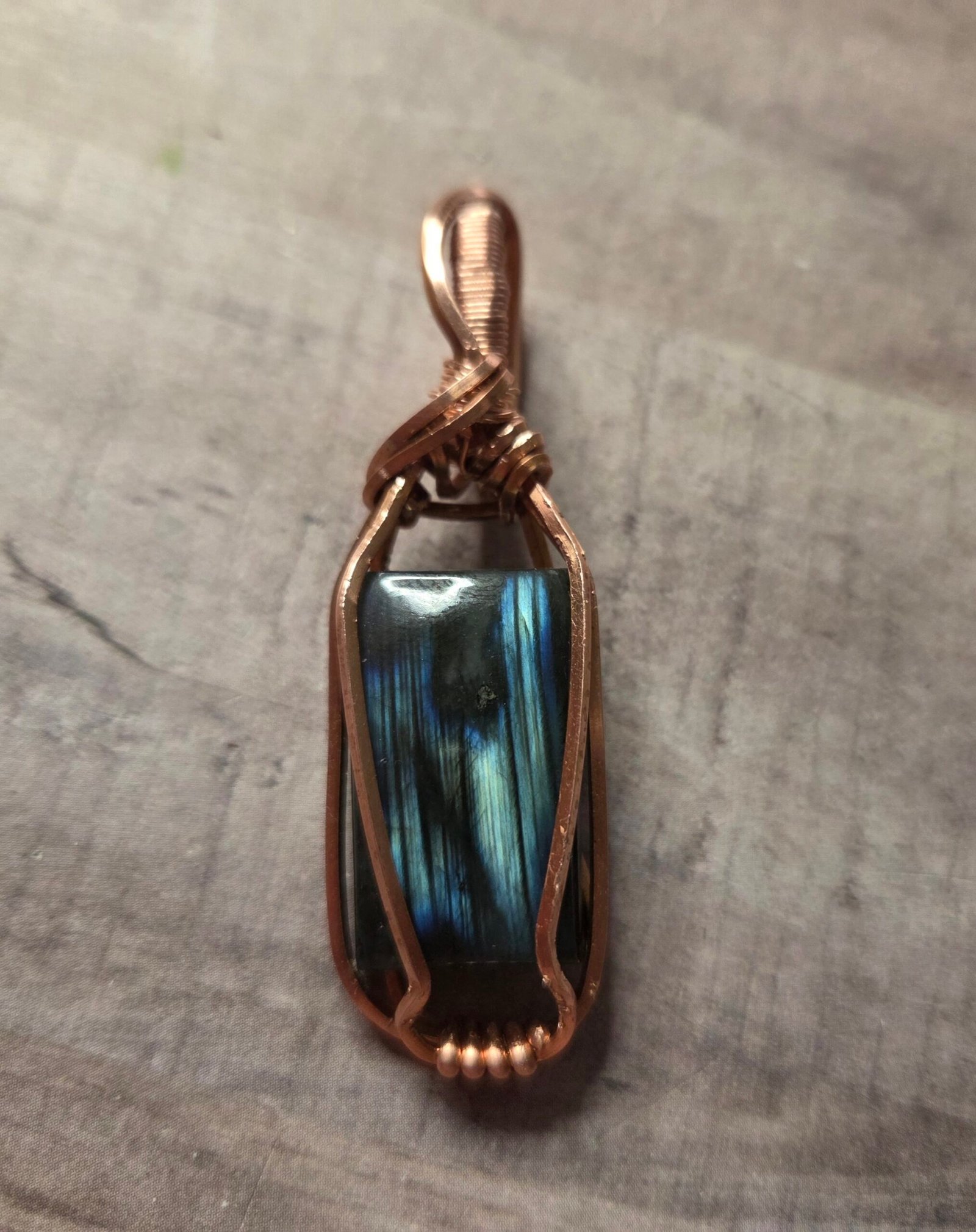 Flashy Labradorite in Raw Copper
